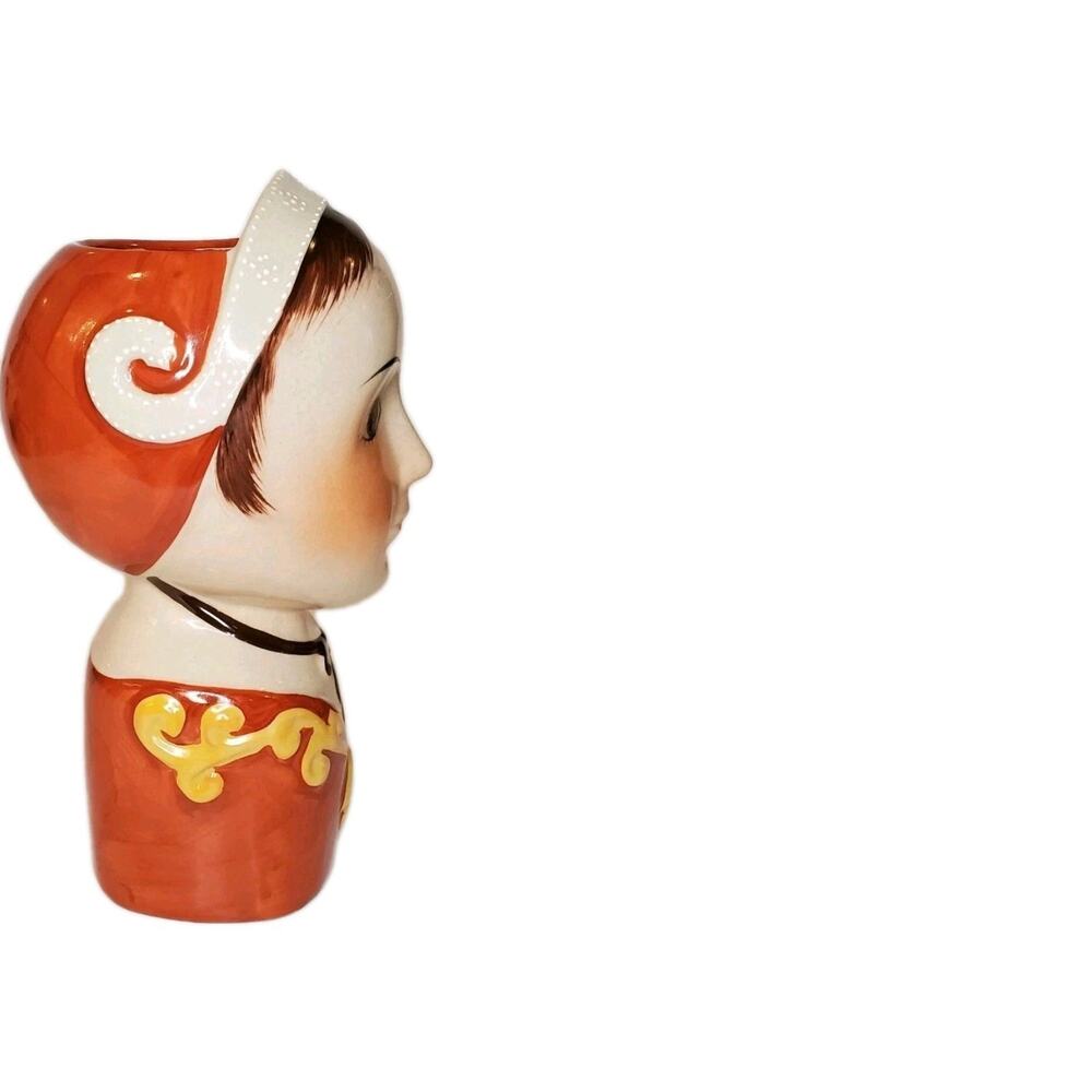 Midcentury Scandinavian Folk Art Ceramic Tudor Bust Vase Gemma Taccogna Style - Picture 3 of 8